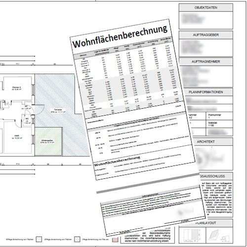 2D Grundriss mit Architekten Stempel und Plankopf