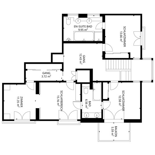 2D Grundriss von Immobilie für Immobilienmakler